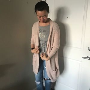 Blush pink sweater cardigan